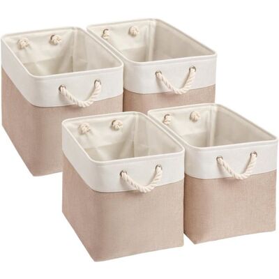 DUSSDOTE Boîtes de Rangement(33x33x33cm) Grandes Paniers de Rangement en Tissu Pour Vêtements étagère(Kaki blanc Lot de 4) Blanc - Publicité DUSSDOTE Boîtes de Rangement(33x33x33cm) Grandes Paniers de Rangement en Tissu Pour Vêtements étagère(Kaki blanc Lot de 4) Blanc - Publicité