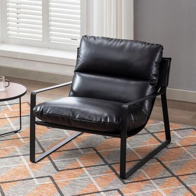 WAHSON OFFICE CHAIRS Wahson Fauteuil de Salon Confortable Chaise Relax Fauteuil Lounge de Structure Métal Chaise Loisirs pour Chambre Cuir PU Noir Noir - Publicité WAHSON OFFICE CHAIRS Wahson Fauteuil de Salon Confortable Chaise Relax Fauteuil Lounge de Structure Métal Chaise Loisirs pour Chambre Cuir PU Noir Noir - Publicité