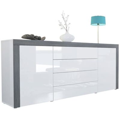 Vladon Buffet commode La Paz en Blanc haute brillance - Blanc haute brillance - Avola-Anthracite Gris - Publicité Vladon Buffet commode La Paz en Blanc haute brillance - Blanc haute brillance - Avola-Anthracite Gris - Publicité