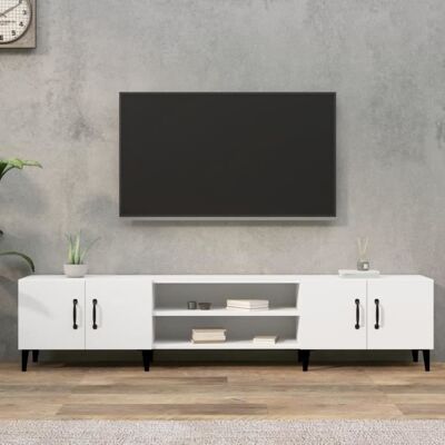 vidaXL Meuble TV blanc 180x315x40 cm bois dingénierie 816264 Blanc - Publicité vidaXL Meuble TV blanc 180x315x40 cm bois dingénierie 816264 Blanc - Publicité