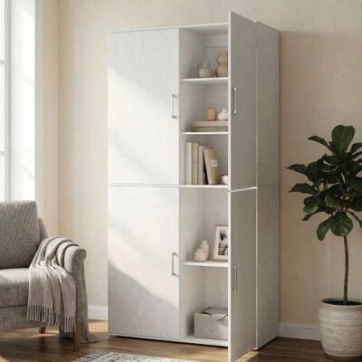 VASAGLE Caisson De Bureau 4 Portes avec Poignées Multifonction pour Bureau Chambre 80 x 40 x 180 cm Blanc Blanc - Publicité VASAGLE Caisson De Bureau 4 Portes avec Poignées Multifonction pour Bureau Chambre 80 x 40 x 180 cm Blanc Blanc - Publicité