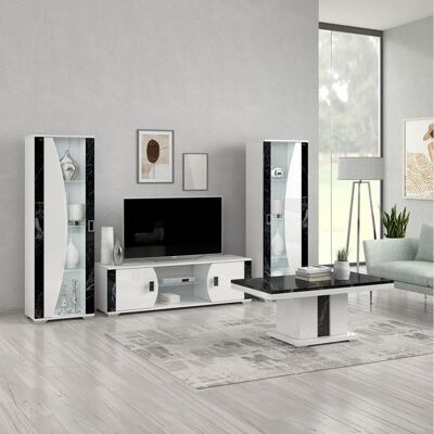 ALTOBUY ARIANE - Ensemble Salon Table Basse + Meuble TV + Vitrines 1 Porte Eclairage Led intégré Blanc - Publicité ALTOBUY ARIANE - Ensemble Salon Table Basse + Meuble TV + Vitrines 1 Porte Eclairage Led intégré Blanc - Publicité