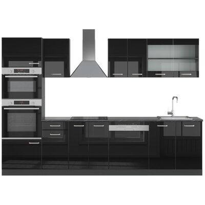 Cuisine R-Line 300cm avec armoire haute sans PT Noir Haute brillance/Anthracite Vicco 40962 Noir - Publicité Cuisine R-Line 300cm avec armoire haute sans PT Noir Haute brillance/Anthracite Vicco 40962 Noir - Publicité