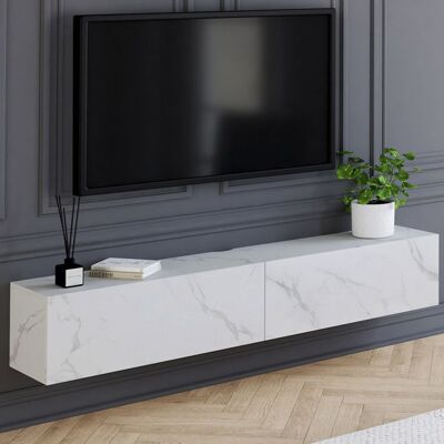 IDMARKET ID MARKET meuble tv ELIO 2 portes 180 cm blanc suspendu Blanc - Publicité IDMARKET ID MARKET meuble tv ELIO 2 portes 180 cm blanc suspendu Blanc - Publicité