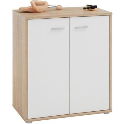 Idimex Meuble à chaussures OLYMPE commode meuble de rangement avec 2 portes en mélaminé décor chêne sonoma et blanc mat Beige - Publicité Idimex Meuble à chaussures OLYMPE commode meuble de rangement avec 2 portes en mélaminé décor chêne sonoma et blanc mat Beige - Publicité