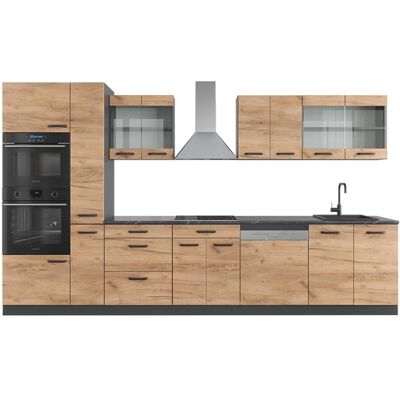 Cuisine R-Line 350cm avec armoire haute sans PT Chêne de force doré/Anthracite Vicco 37655 Jaune - Publicité Cuisine R-Line 350cm avec armoire haute sans PT Chêne de force doré/Anthracite Vicco 37655 Jaune - Publicité