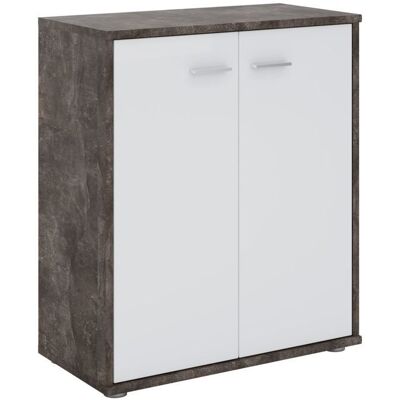 Idimex Buffet salle à manger FIRMIN L 60 cm coloris béton foncé et blanc avec 2 portes meuble de rangement style moderne Gris - Publicité Idimex Buffet salle à manger FIRMIN L 60 cm coloris béton foncé et blanc avec 2 portes meuble de rangement style moderne Gris - Publicité