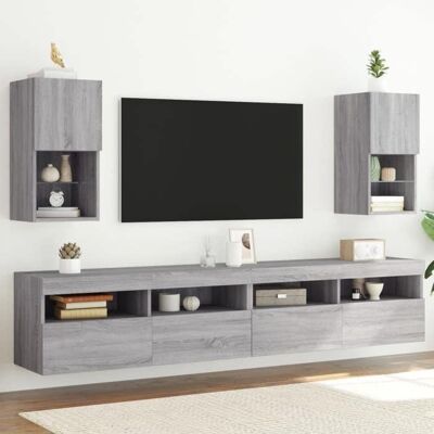 VIDAXL LEMON*Meubles TV - et Lumières LED - 2 pcs - sonoma gris 305x30x60 cm - Design Classique SOLOMON07 5013 Gris - Publicité VIDAXL LEMON*Meubles TV - et Lumières LED - 2 pcs - sonoma gris 305x30x60 cm - Design Classique SOLOMON07 5013 Gris - Publicité