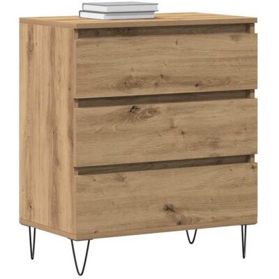 Buffet commode en bois dingénierie - vidaXL - Chêne artisanal - 60x35x70 cm - 3 tiroirs - Assemblage requis - Rustique Marron - Publicité Buffet commode en bois dingénierie - vidaXL - Chêne artisanal - 60x35x70 cm - 3 tiroirs - Assemblage requis - Rustique Marron - Publicité