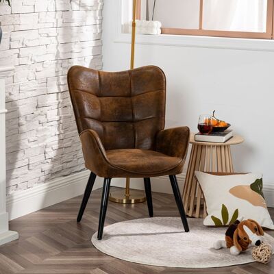MEUBLES COSY Fauteuil Dossier Moyen Rétro vintage Chaise de Canapé de Loisirs en Microfibre Marron - KANAS Marron - Publicité MEUBLES COSY Fauteuil Dossier Moyen Rétro vintage Chaise de Canapé de Loisirs en Microfibre Marron - KANAS Marron - Publicité