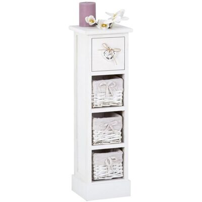Idimex Chiffonnier FLOWER H 70 cm en bois massif blanc avec 1 tiroir et 3 paniers petite commode style shabby chic Blanc - Publicité Idimex Chiffonnier FLOWER H 70 cm en bois massif blanc avec 1 tiroir et 3 paniers petite commode style shabby chic Blanc - Publicité