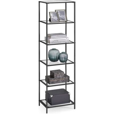 VASAGLE Étagère en Verre 6 Niveaux Bibliothèque Verre Trempé Montage Facile pour Salle de Bain Salon Chambre Bureau Noir et Gris Noir - Publicité VASAGLE Étagère en Verre 6 Niveaux Bibliothèque Verre Trempé Montage Facile pour Salle de Bain Salon Chambre Bureau Noir et Gris Noir - Publicité