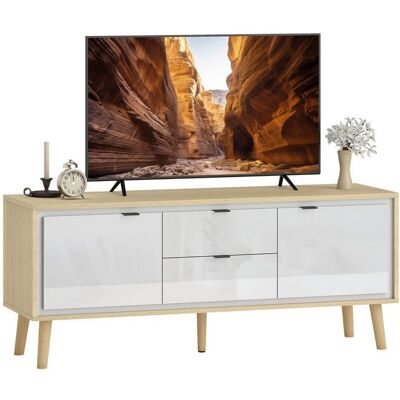 Meuble TV - HOMCOM - pour jusquà 55 pouces - 2 portes à haute brillance - panneau de particules et MDF - 120 x 35 x 50 cm blanc Blanc - Publicité Meuble TV - HOMCOM - pour jusquà 55 pouces - 2 portes à haute brillance - panneau de particules et MDF - 120 x 35 x 50 cm blanc Blanc - Publicité