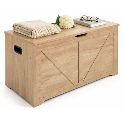 Relaxdays banc-coffre couvercle 2 charnières de sécurité MDF H x L x P : 46 x 100 x 40 cm gris clair Gris - Publicité Relaxdays banc-coffre couvercle 2 charnières de sécurité MDF H x L x P : 46 x 100 x 40 cm gris clair Gris - Publicité