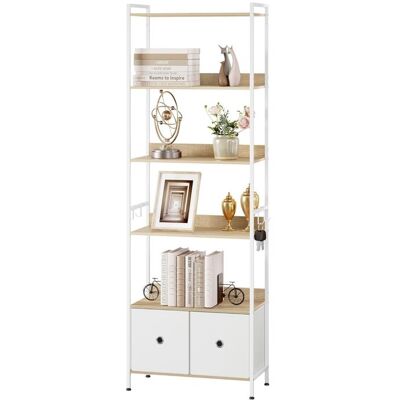 Bibliothèque WOLTU - Meuble Étagère 5 Niveaux avec 2 Tiroirs - 63x30x187cm - Chêne Clair+Blanc W0ITT5086 Blanc - Publicité Bibliothèque WOLTU - Meuble Étagère 5 Niveaux avec 2 Tiroirs - 63x30x187cm - Chêne Clair+Blanc W0ITT5086 Blanc - Publicité