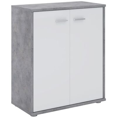 Idimex Buffet salle à manger FIRMIN L 60 cm coloris béton et blanc avec 2 portes bahut bas meuble de rangement style moderne Gris - Publicité Idimex Buffet salle à manger FIRMIN L 60 cm coloris béton et blanc avec 2 portes bahut bas meuble de rangement style moderne Gris - Publicité