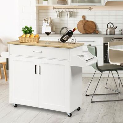 GIANTEX Desserte de Cuisine à RoulettesChariot de Service avec Tiroir+2 Portes+Étagère Réglable+Porte-Serviette+Porte-ÉpiceBlanc Blanc - Publicité GIANTEX Desserte de Cuisine à RoulettesChariot de Service avec Tiroir+2 Portes+Étagère Réglable+Porte-Serviette+Porte-ÉpiceBlanc Blanc - Publicité