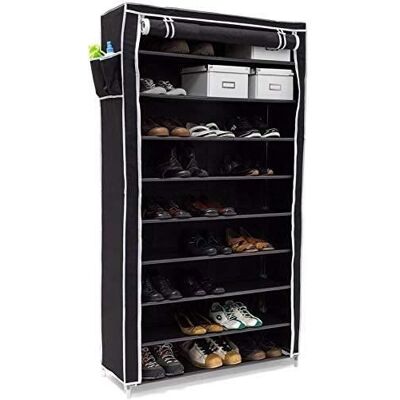 MEUBLE A CHAUSSURESMaxxGarden Meuble agrave Chaussures avec Housse en Toile Armoire 10 Couches eacutetagegravere Chaussures av264 Noir - Publicité MEUBLE A CHAUSSURESMaxxGarden Meuble agrave Chaussures avec Housse en Toile Armoire 10 Couches eacutetagegravere Chaussures av264 Noir - Publicité