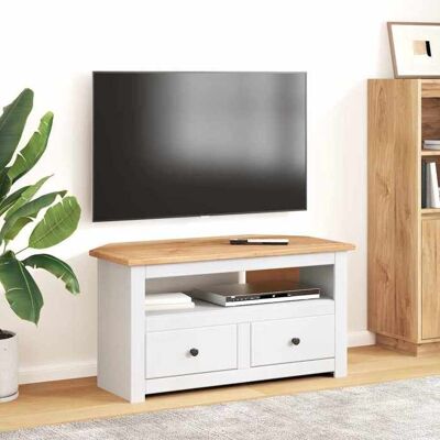 vidaXL Meuble TV dangle Blanc 93x49x49 cm Pin Assortiment Panama 282687 Blanc - Publicité vidaXL Meuble TV dangle Blanc 93x49x49 cm Pin Assortiment Panama 282687 Blanc - Publicité