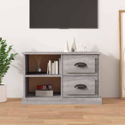Meuble TV moderne - VIDAXL - Sonoma gris - 73x355x475 cm - Bois dingénierie - 2 tiroirs - 2 compartiments ouverts Gris - Publicité Meuble TV moderne - VIDAXL - Sonoma gris - 73x355x475 cm - Bois dingénierie - 2 tiroirs - 2 compartiments ouverts Gris - Publicité