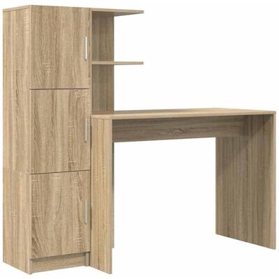 Bureau avec rangement - vidaXL - Chêne sonoma - 102x50x124 cm - Bois dingénierie - 6 étagères - 2 portes Marron - Publicité Bureau avec rangement - vidaXL - Chêne sonoma - 102x50x124 cm - Bois dingénierie - 6 étagères - 2 portes Marron - Publicité