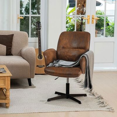 MEUBLES COSY Fauteuil avec Accoudoirs Pivotant et Réglable en Hauteur en Microfibre Marron Rétro vintage Pour Salon-THOMASINA Marron - Publicité MEUBLES COSY Fauteuil avec Accoudoirs Pivotant et Réglable en Hauteur en Microfibre Marron Rétro vintage Pour Salon-THOMASINA Marron - Publicité