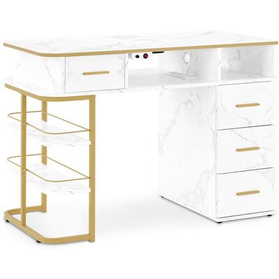 BarberPub Manic Rentitiquement avec 4 tiroirs 1 étagère et 5 étagères Table de Ongles avec Aspiration Table à Terme en Bois2464 Blanc - Publicité BarberPub Manic Rentitiquement avec 4 tiroirs 1 étagère et 5 étagères Table de Ongles avec Aspiration Table à Terme en Bois2464 Blanc - Publicité