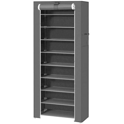 Meuble à chaussures - OHMG - Rangement avec housse en tissu - 10 couches - 9 compartiments - Gris foncé Blanc - Publicité Meuble à chaussures - OHMG - Rangement avec housse en tissu - 10 couches - 9 compartiments - Gris foncé Blanc - Publicité
