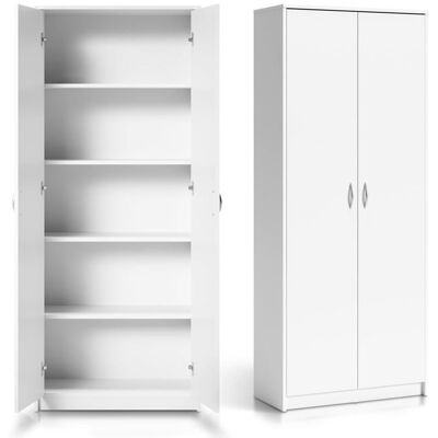 HOME COLLECTIVE Armoire polyvalente 4 étagères - Dimensions 74x35x180cm - Armoire de bureau 5 niches - Meuble de rangement - Blanc Blanc - Publicité HOME COLLECTIVE Armoire polyvalente 4 étagères - Dimensions 74x35x180cm - Armoire de bureau 5 niches - Meuble de rangement - Blanc Blanc - Publicité
