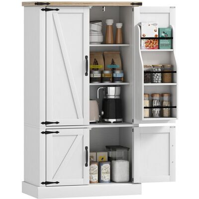 Armoire de cuisine - HOMCOM - 4 portes 6 porte-épices et étagères réglables - MDF - 763 x 40 x 136 cm - blanc Blanc - Publicité Armoire de cuisine - HOMCOM - 4 portes 6 porte-épices et étagères réglables - MDF - 763 x 40 x 136 cm - blanc Blanc - Publicité