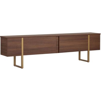 HANAH HOME Meuble TV en bois Onera - 180 x 30 x 50 cm - Noyer / Or Marron - Publicité HANAH HOME Meuble TV en bois Onera - 180 x 30 x 50 cm - Noyer / Or Marron - Publicité