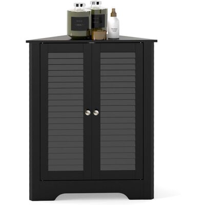 COSTWAY Meuble dAngle avec 2 Portes et Étagère Réglable pour Salle de Bain Entrée Salon Chambre 63x32x815 cm Noir Noir - Publicité COSTWAY Meuble dAngle avec 2 Portes et Étagère Réglable pour Salle de Bain Entrée Salon Chambre 63x32x815 cm Noir Noir - Publicité