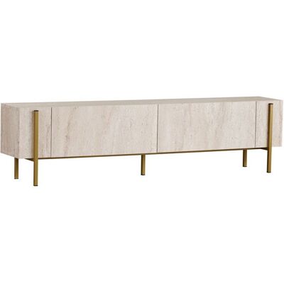HANAH HOME Meuble TV en bois Nexus - 180 x 30 x 45 cm - Travertin / Or Beige - Publicité HANAH HOME Meuble TV en bois Nexus - 180 x 30 x 45 cm - Travertin / Or Beige - Publicité