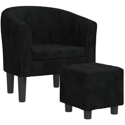 Fauteuil cabriolet - GAROSA - Noir - Velours - Repose-pied inclus - Design contemporain Noir - Publicité Fauteuil cabriolet - GAROSA - Noir - Velours - Repose-pied inclus - Design contemporain Noir - Publicité
