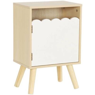 SWEEEK Table de chevet enfant décor bois blanc 1 porte. pieds bois de pin - 34 x 23.5 x 52 cm - Azur Blanc - Publicité SWEEEK Table de chevet enfant décor bois blanc 1 porte. pieds bois de pin - 34 x 23.5 x 52 cm - Azur Blanc - Publicité