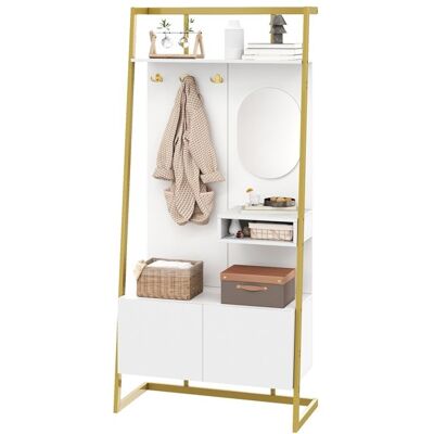 Generic Vestiaire dEntrée Moderne 78x38.5x180.5 cm avec Meuble a chaussures et Miroir Armoire Ouverte avec Porte-Manteau Métallique Blanc - Publicité Generic Vestiaire dEntrée Moderne 78x38.5x180.5 cm avec Meuble a chaussures et Miroir Armoire Ouverte avec Porte-Manteau Métallique Blanc - Publicité