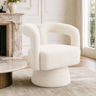 OEM Fauteuil pivotant en peluche - Pivotant à 360 degrés - Rembourrage moelleux - Dimensions 67x55x74 cm - Couleur Beige Beige - Publicité OEM Fauteuil pivotant en peluche - Pivotant à 360 degrés - Rembourrage moelleux - Dimensions 67x55x74 cm - Couleur Beige Beige - Publicité
