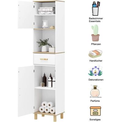 EUGAD Armoire Salle de Bain Haute sur Pied Meuble de Rangement Colonne avec 2 Portes et 1 Tiroir Blanc 39x30x179cm 0169WY Blanc - Publicité EUGAD Armoire Salle de Bain Haute sur Pied Meuble de Rangement Colonne avec 2 Portes et 1 Tiroir Blanc 39x30x179cm 0169WY Blanc - Publicité
