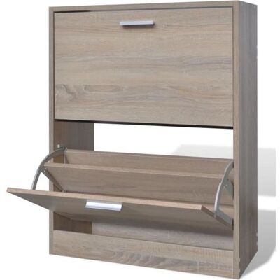 vidaXL Meuble à chaussures en bois avec 2 compartiments Aspect chêne Marron - Publicité vidaXL Meuble à chaussures en bois avec 2 compartiments Aspect chêne Marron - Publicité