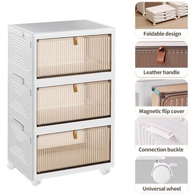 HUOLE 3 étages Boites Organisateur de Rangement Plastiques Pliable - Cube de rangement Blanc -39 x 28 x 64 cm Blanc - Publicité HUOLE 3 étages Boites Organisateur de Rangement Plastiques Pliable - Cube de rangement Blanc -39 x 28 x 64 cm Blanc - Publicité