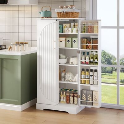 MERAX Buffet de Rangement Placard de Cuisine Garde-Manger Blanc Porte-Épices avec Éclairage LED Étagères Réglables 60×35×128cm Blanc - Publicité MERAX Buffet de Rangement Placard de Cuisine Garde-Manger Blanc Porte-Épices avec Éclairage LED Étagères Réglables 60×35×128cm Blanc - Publicité