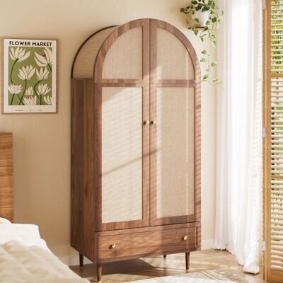 Generic Vestiaire dEntrée 79x50x175 cm avec armoire Meuble entree avec portes en tissu et tiroir penderie Noyer - Publicité Generic Vestiaire dEntrée 79x50x175 cm avec armoire Meuble entree avec portes en tissu et tiroir penderie Noyer - Publicité