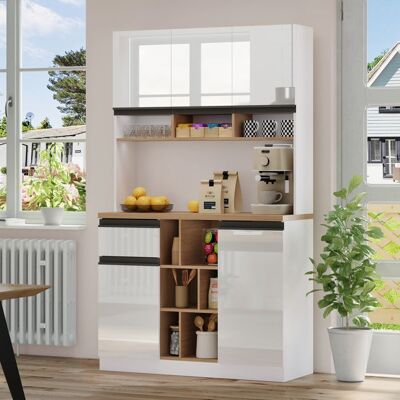 MERAX Buffet de Cuisine Haut Armoire Meuble de Rangement Vaisselier avec Tiroir Étagères Ajustables Bar à Café Blanc 105×45×185 cm Blanc - Publicité MERAX Buffet de Cuisine Haut Armoire Meuble de Rangement Vaisselier avec Tiroir Étagères Ajustables Bar à Café Blanc 105×45×185 cm Blanc - Publicité