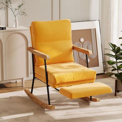 Fauteuil à Bascule - LUMINARIX - Rocking Chair - Ergonomique - Repose-pieds Rétractable - Design Scandinave Jaune - Publicité Fauteuil à Bascule - LUMINARIX - Rocking Chair - Ergonomique - Repose-pieds Rétractable - Design Scandinave Jaune - Publicité