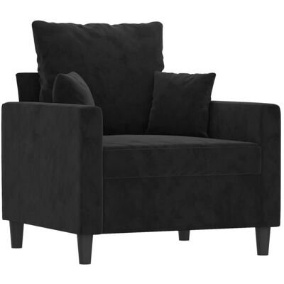 Fauteuil - ASHATA - Noir - Velours 100% Polyester - 1 Place - Design Contemporain Noir - Publicité Fauteuil - ASHATA - Noir - Velours 100% Polyester - 1 Place - Design Contemporain Noir - Publicité