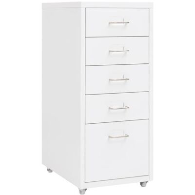 Classeur mobile - Meuble de rangement de bureau en métal blanc 28x41x69 cm - 5 tiroirs Blanc - Publicité Classeur mobile - Meuble de rangement de bureau en métal blanc 28x41x69 cm - 5 tiroirs Blanc - Publicité