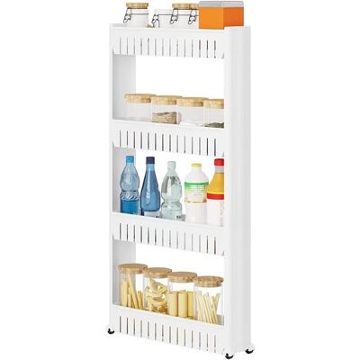WOLTU Chariot de Cuisine Étagère de Niche sur Pied à 4 Niveaux Blanc 54x13x102cm RGB36ws Blanc - Publicité WOLTU Chariot de Cuisine Étagère de Niche sur Pied à 4 Niveaux Blanc 54x13x102cm RGB36ws Blanc - Publicité