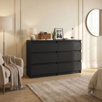 YITAHOME Commode 6 Tiroirs (100 x 30 x 70 cm) - Meuble de Rangement Moderne pour Chambre Noir Noir - Publicité YITAHOME Commode 6 Tiroirs (100 x 30 x 70 cm) - Meuble de Rangement Moderne pour Chambre Noir Noir - Publicité