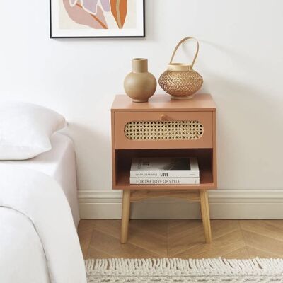 BAÏTA Table de chevet SIXTINE terracotta et cannage rotin 40cm Marron - Publicité BAÏTA Table de chevet SIXTINE terracotta et cannage rotin 40cm Marron - Publicité