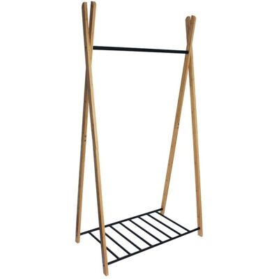 BOX AND BEYOND Portant à vêtements en bambou naturel et métal noir 93 x 50 x 173 cm Noir - Publicité BOX AND BEYOND Portant à vêtements en bambou naturel et métal noir 93 x 50 x 173 cm Noir - Publicité